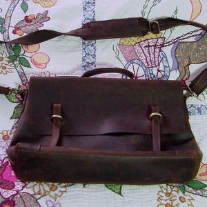 Kattee Heavy Duty Brown Leather Saddle Messenger Bag
